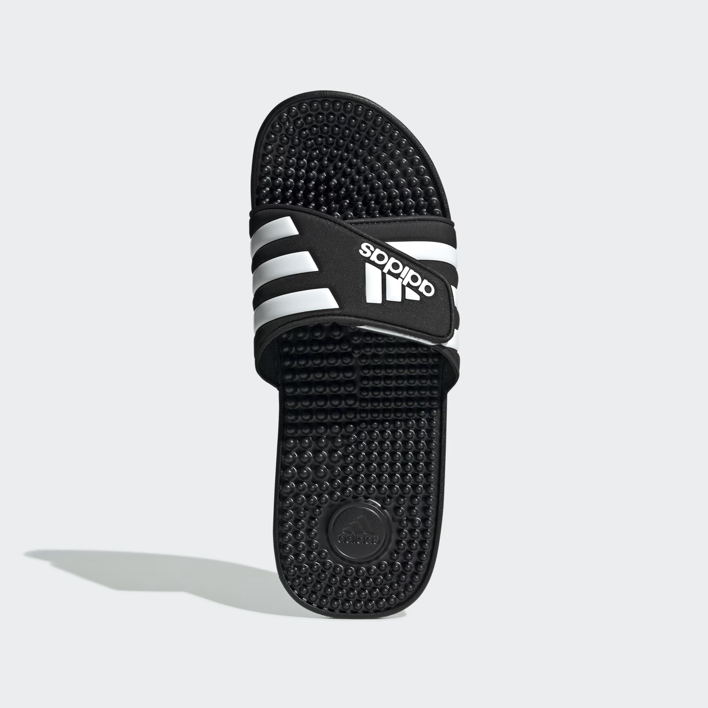 Claquette adidas " Adissage " black - white stripes