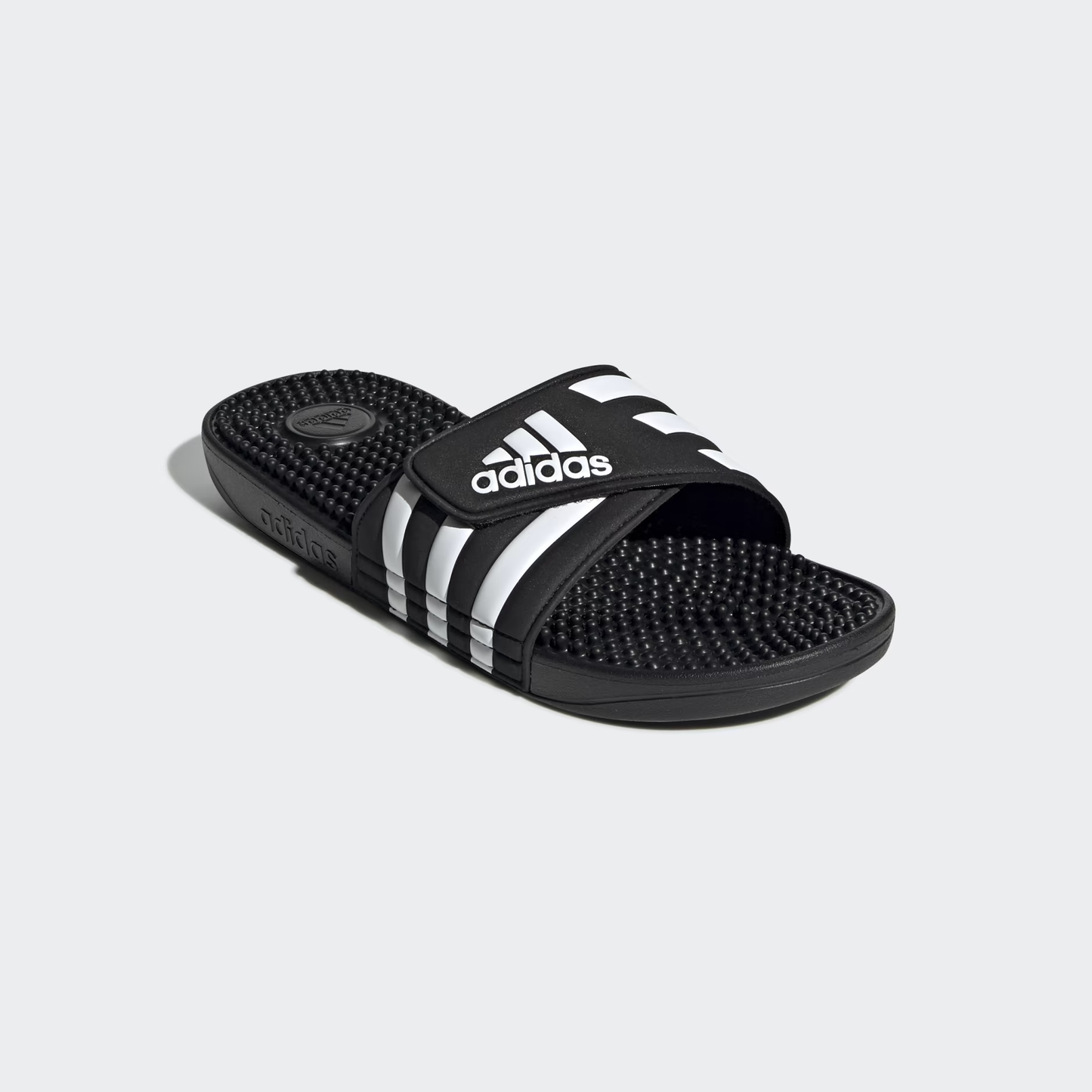 Claquette adidas " Adissage " black - white stripes