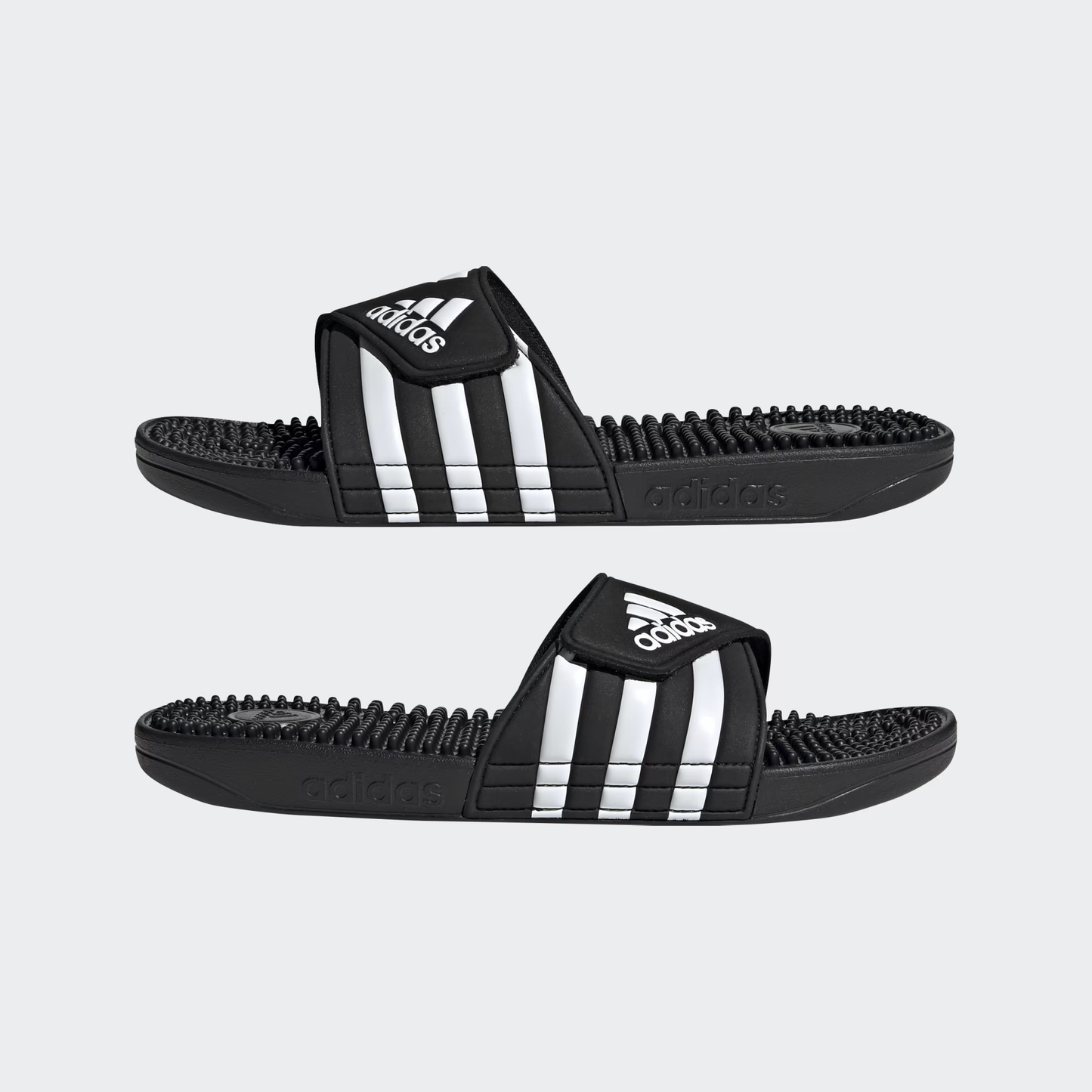 Claquette adidas " Adissage " black - white stripes