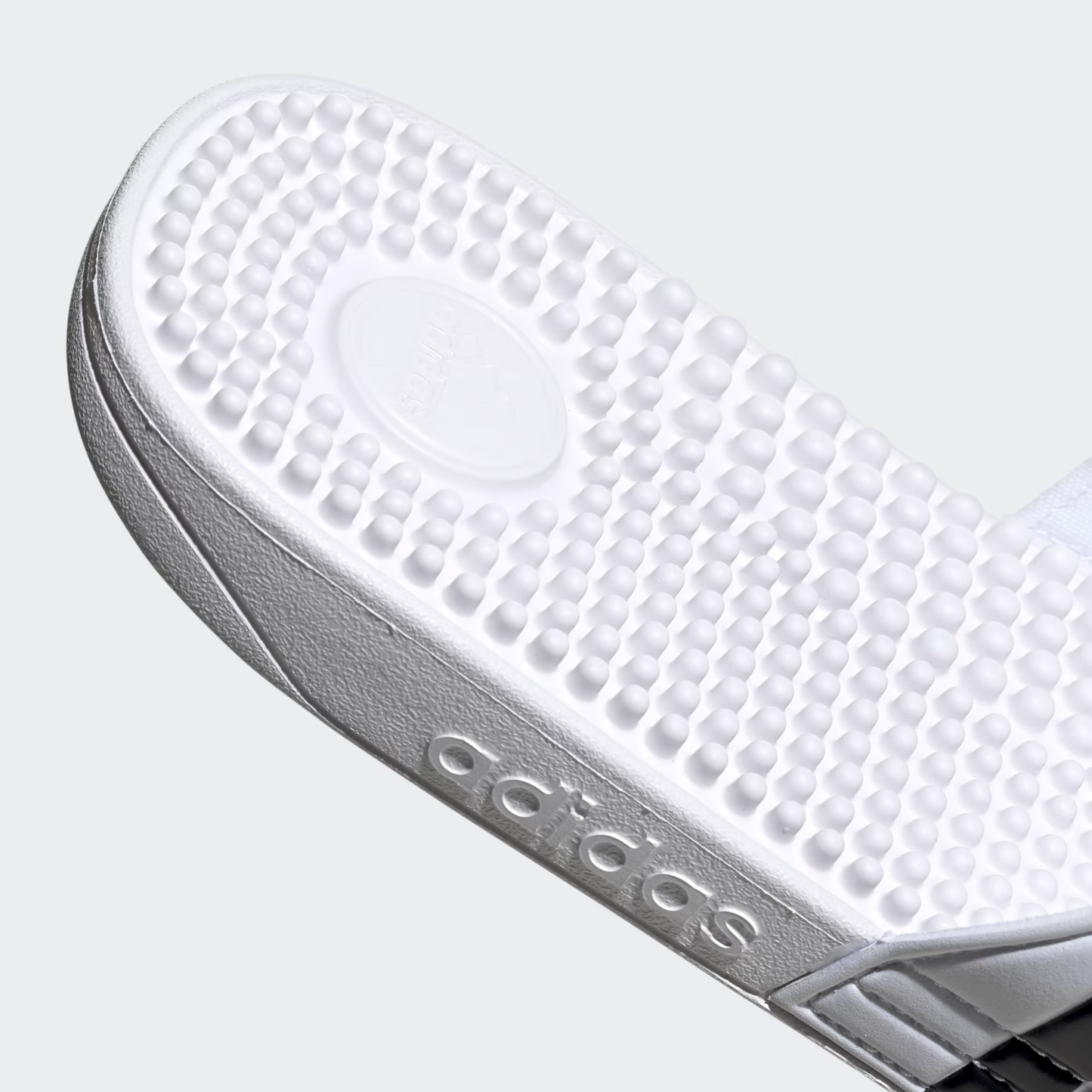 Claquette adidas " Adissage " white - black stripes
