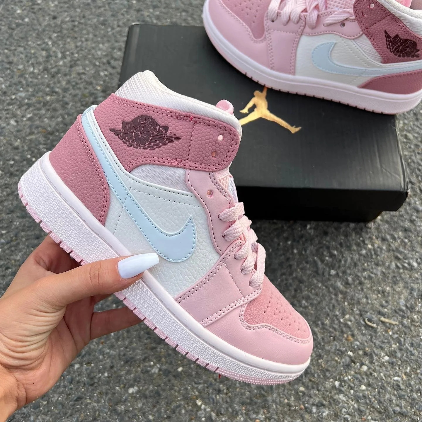 Kids Air Jordan 1 Mid Digital Pink